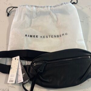 Aimee Kestenberg Black Leather Waist Bag crossbody new with tags